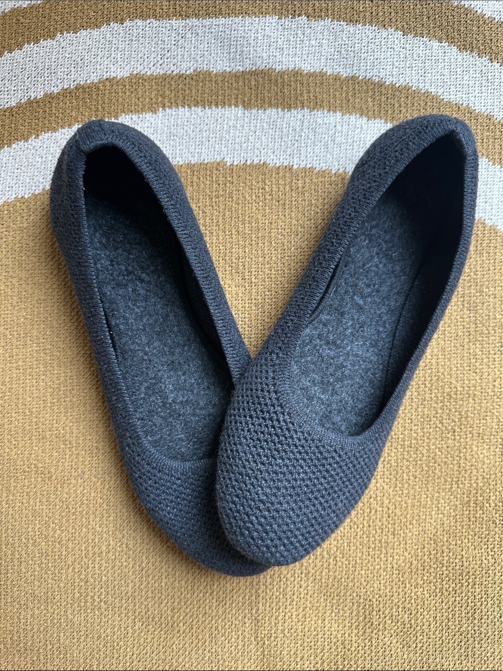 Cozy Knit Ballet Flats - Charcoal